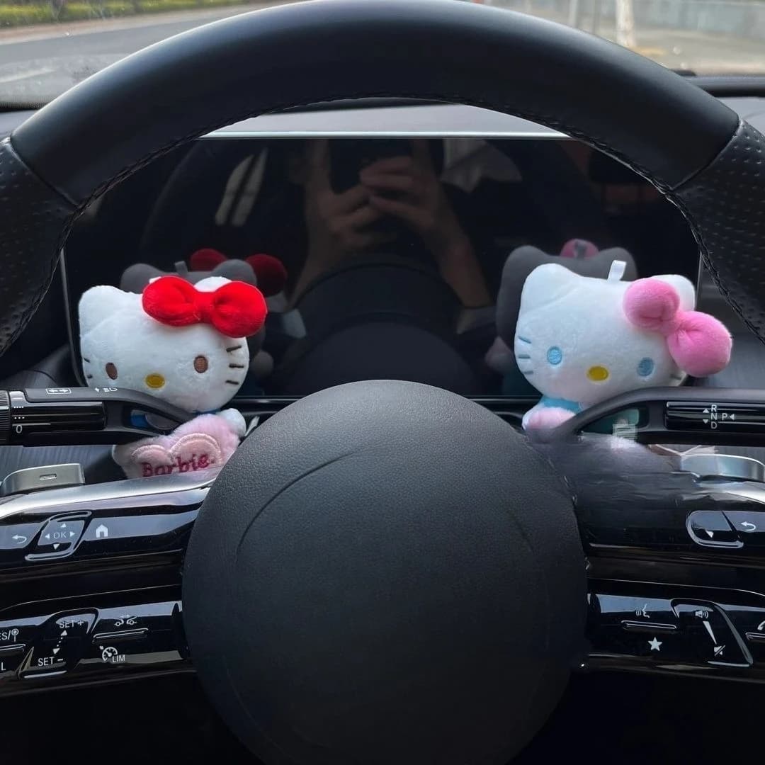 Covers Sanrio My Melody Kuromi Hello Kitty Auto Safety Belts, Kawaii Auto Interior Accessories, Trailer Pendant and Direction Indicator