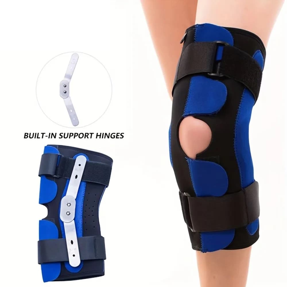 1 Pezzo Ginocchiera Regolabile con Cerniera e Fascia Stabilizzatrice Laterale per Tendinite e Decompressione del Ginocchio