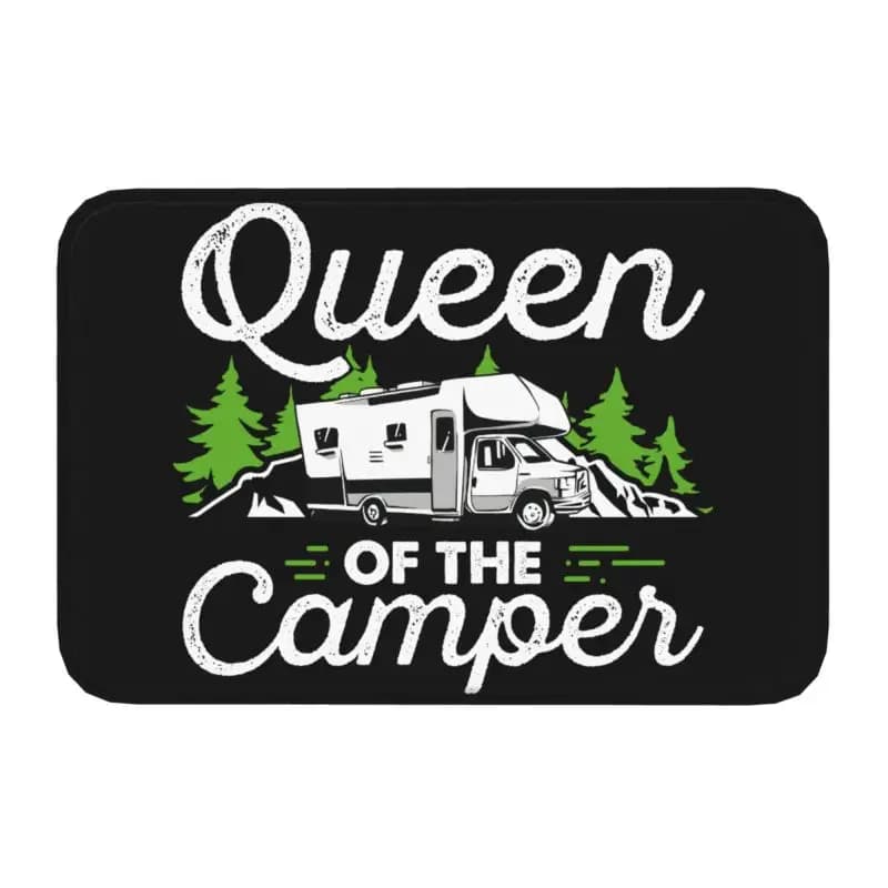 Camper RV Camping Queen Of The Camper tappetino per porta d'ingresso antiscivolo Indoor Cartoon Campervan zerbino cucina tappeto d'ingresso tappeto