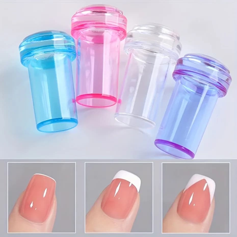 1 Set Stamper per unghie in silicone morbido con raschietti Design staccabile Pittura francese Trasferimento Immagine Strumenti per manicure fai da te