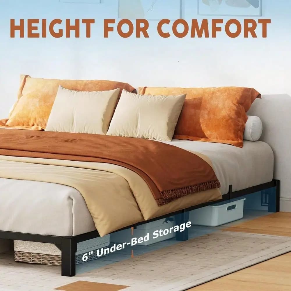Struttura letto in metallo, telaio letto matrimoniale, queen, king size con spazio contenitore, base per materasso robusta e resistente, facile da montare, senza B