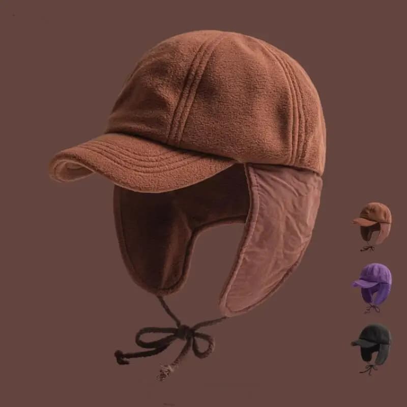 Cappello da Baseball Invernale Caldo con Paraorecchie e Copricollo, Visiera Corta in Pile per Uomo e Donna, Ideale per Campeggio e Streetwear