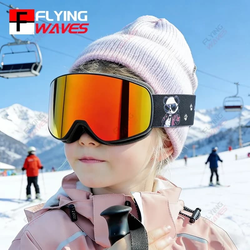 Occhiali da Sci e Snowboard per Bambini, Maschere da Neve per Ragazzi e Ragazze dai 3 ai 12 Anni, Rivestimento REVO Completo, Lenti a Doppio Strato OTG, Antiappannamento, Anti-UV
