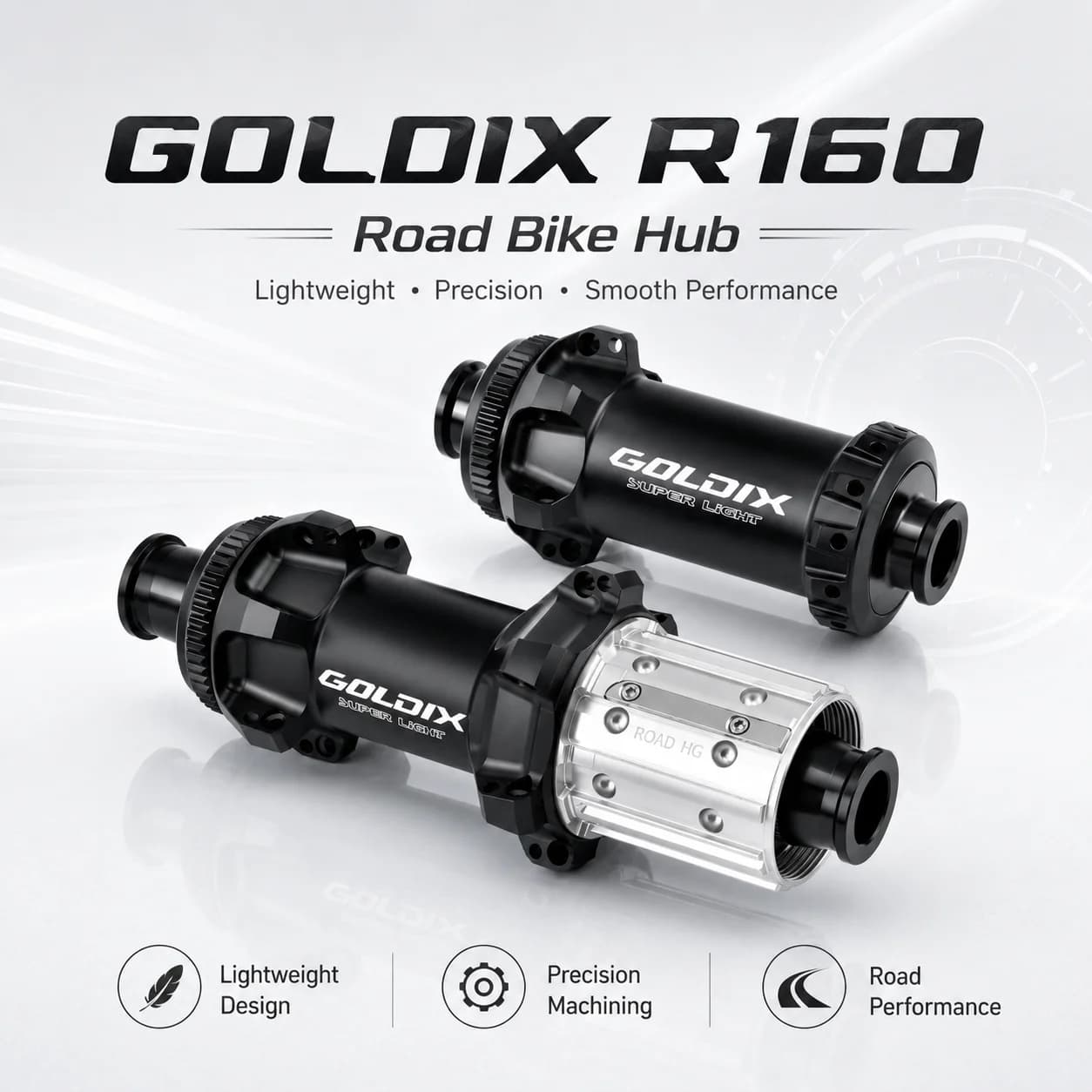 GOLDIX R160 Road Bicycle Hub Ultra Light 24H 270g 72T Ratchet HG/XDR Center Lock Disc Brake 10-13 Speed Steel Spoke Compatible