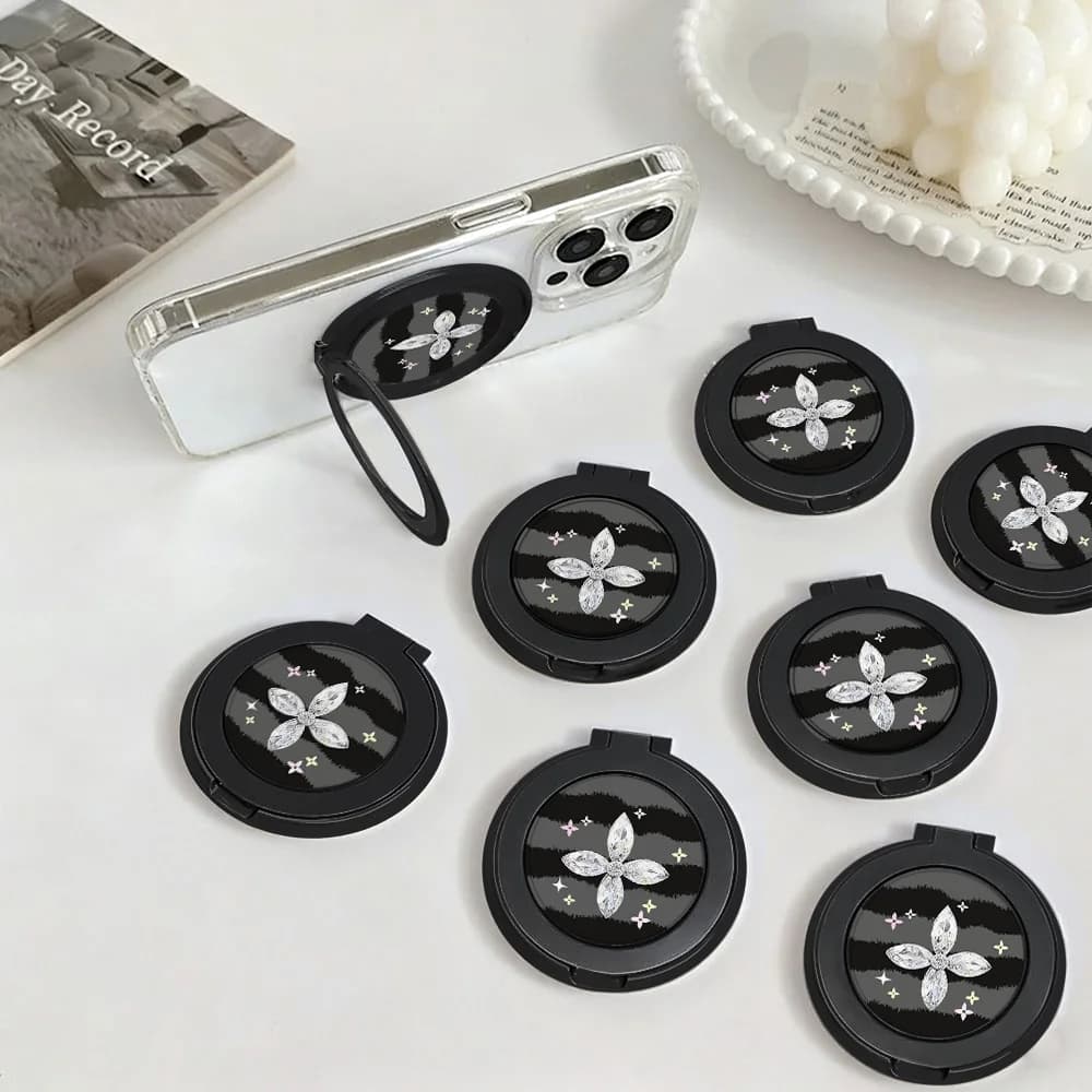 Grip Finger Ring Holder Stand Sparkling Diamond Flower Plastic Adhesive-backed Version Pattern Support Telephone Mobilephones
