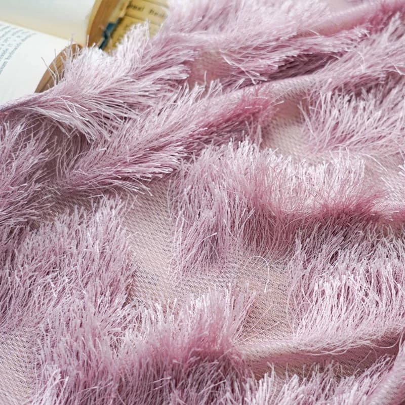 Soft Draping Long Tassel Fabric Featuring Embossed Design for DIY Dresses Fashion Decorative Cushions Throw Pillows Tablecloths