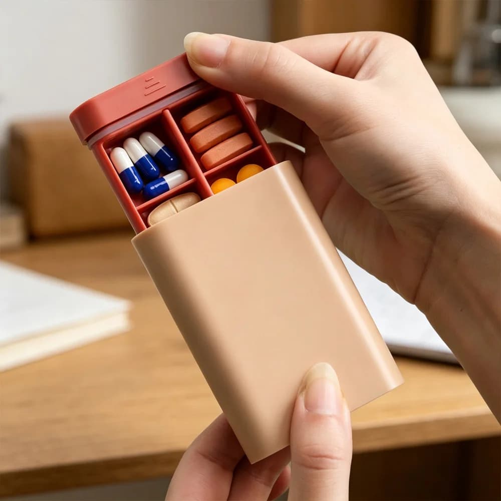 Scatola Portatile per Medicinali da Viaggio con 6 Scomparti, Mini Portapillole Impermeabile, Organizzatore per Vitamine