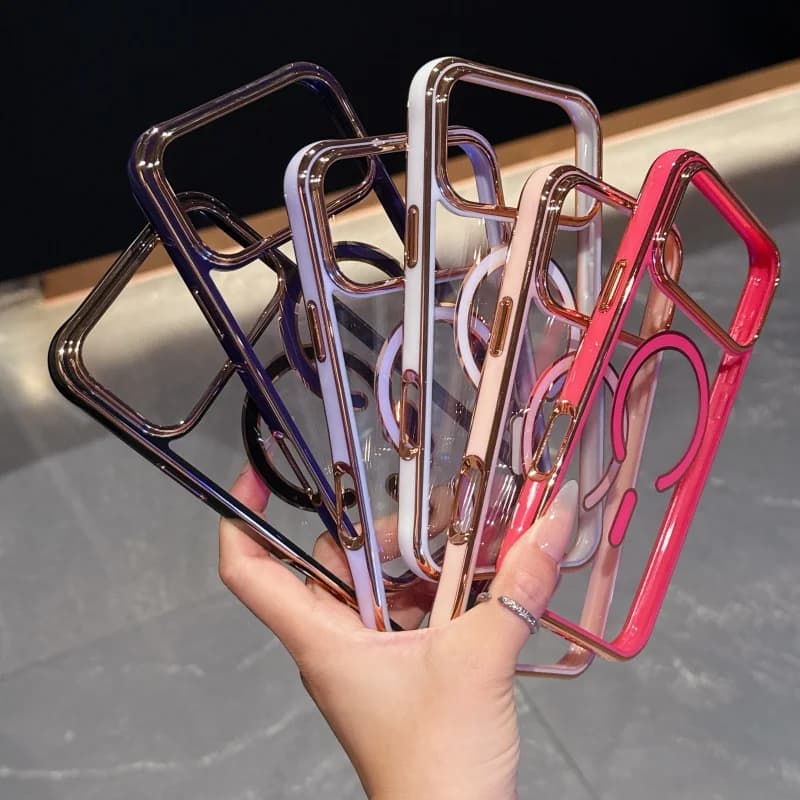 Luxury Plating ColorForMagsafe Wireless Charge Case ForiPhone 17 Air 16 15 14 13 17 Pro Max Plus Camera Lens Protect Clear Cover