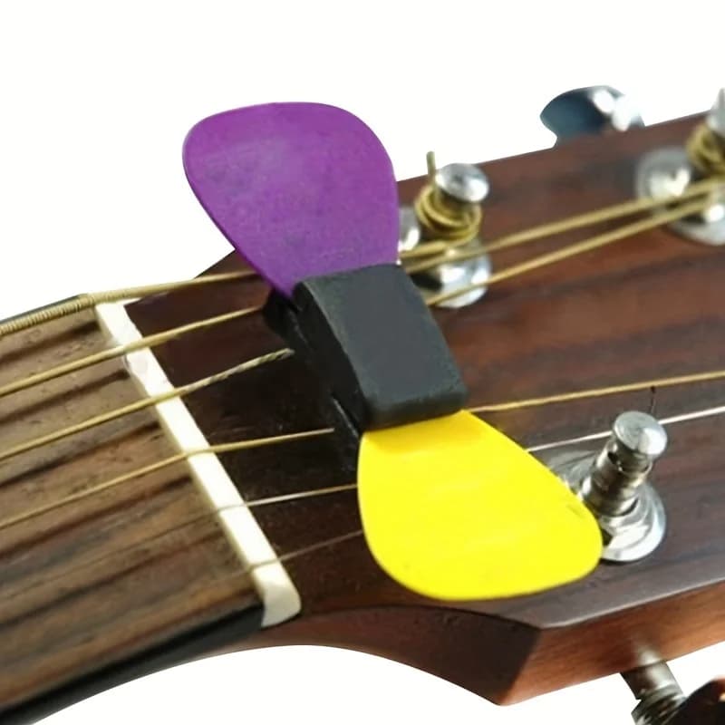 Supporto per plettri in silicone resistente, facile da installare sul manico della chitarra, pratico contenitore per plettri per uso quotidiano con chitarra e basso