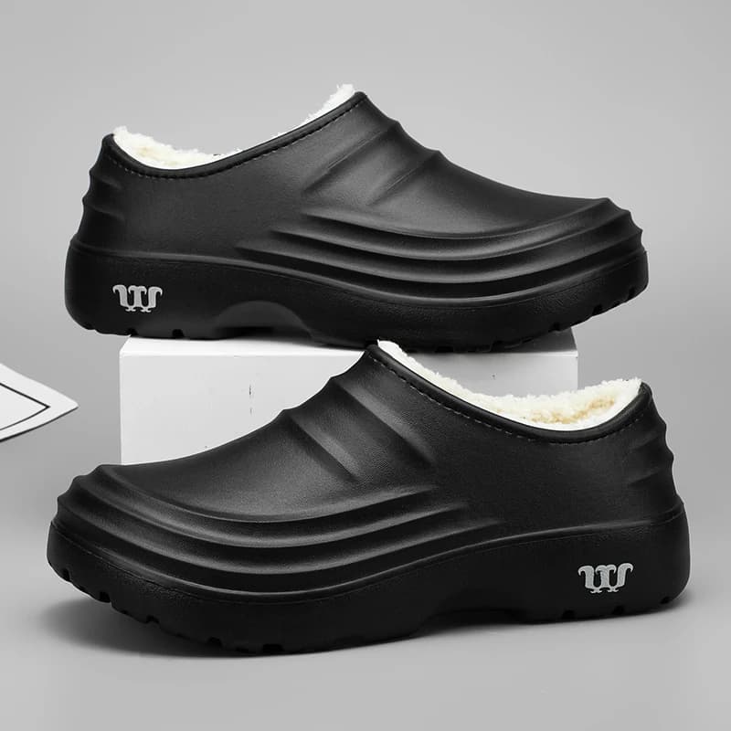 Scarpe da cuoco in cotone impermeabili per uomo Calzature da lavoro antiscivolo Scarpe specializzate da cucina comode e calde con suola in EVA