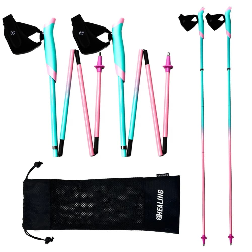 Ultra Light Telescopic Folding Carbon Fiber Trekking Poles With Tungsten Steel Tips For Hiking Climbing