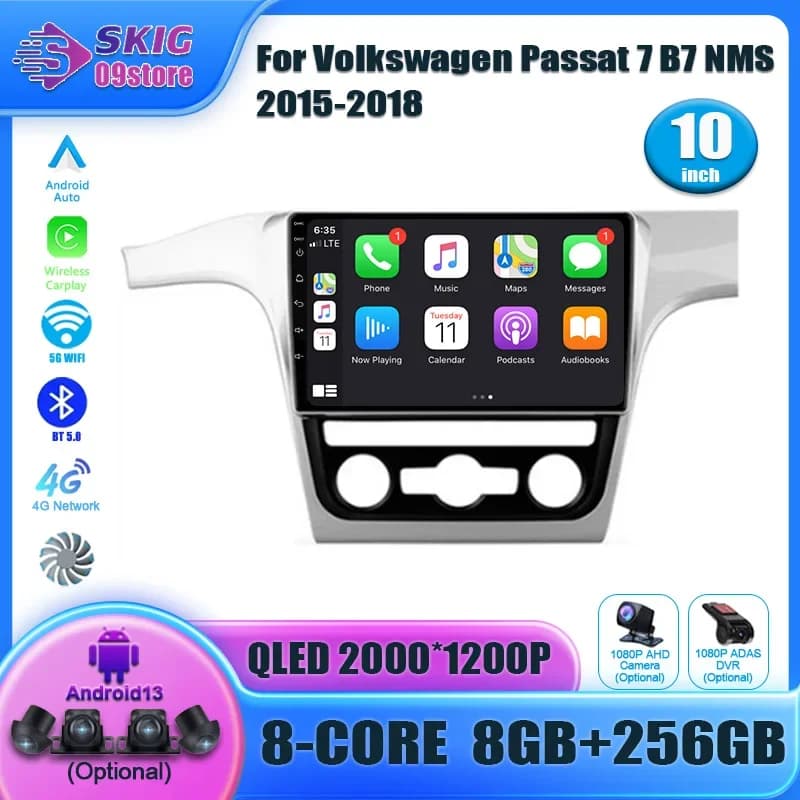 Per Volkswagen Passat 7 B7 NMS 2015-2018 Wireless Carplay Stereo Android 14 Autoradio Multimedia Video Schermo di Navigazione 2DIN