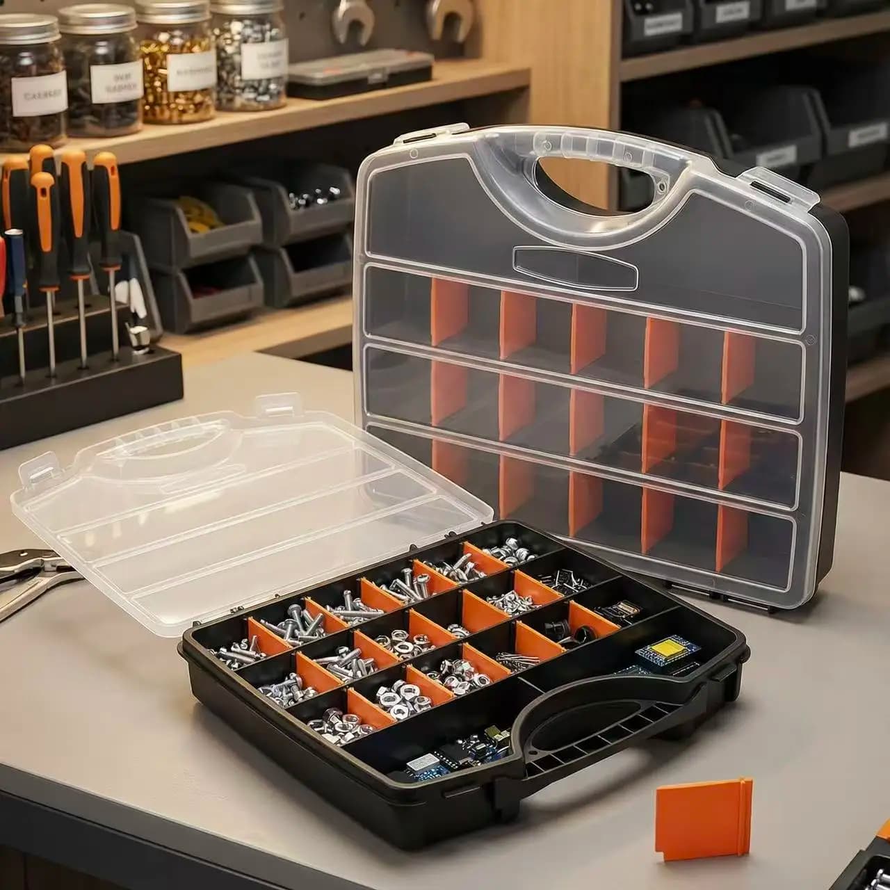 Tool Storage Case + Sponge Lining Shock Absorption + Hard Plastic + Carry Instrument Organizer Box + Large Capacity + Camera Precision Hardware Tool Storage + Shockproof Water-repellent