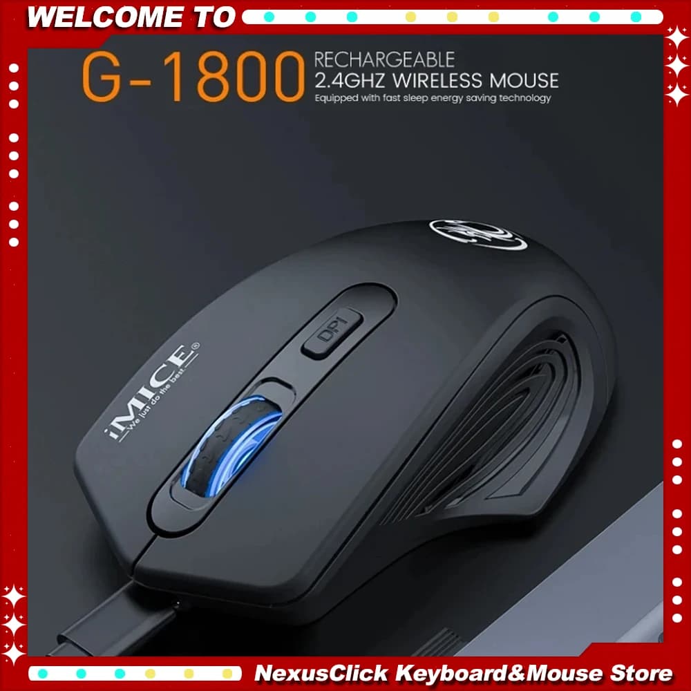 IMICE 2.4G 4 Rechargeable Ergonomic Backlit Keys 1600 DPI Adjustable Mouse for PC Gamer Desktop