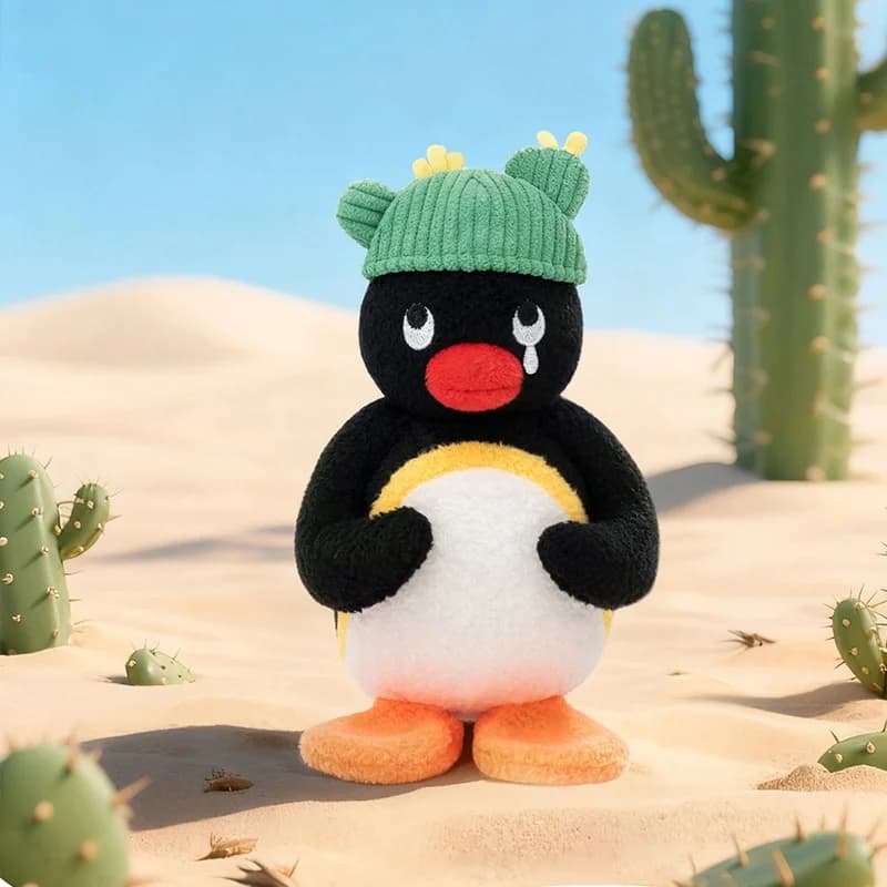 Genuine Penguin Pingu Flower Language Series Plush Pendant Cute Keychain Penguin Wind Chime Flower Plush Doll Pendant Toys Girl
