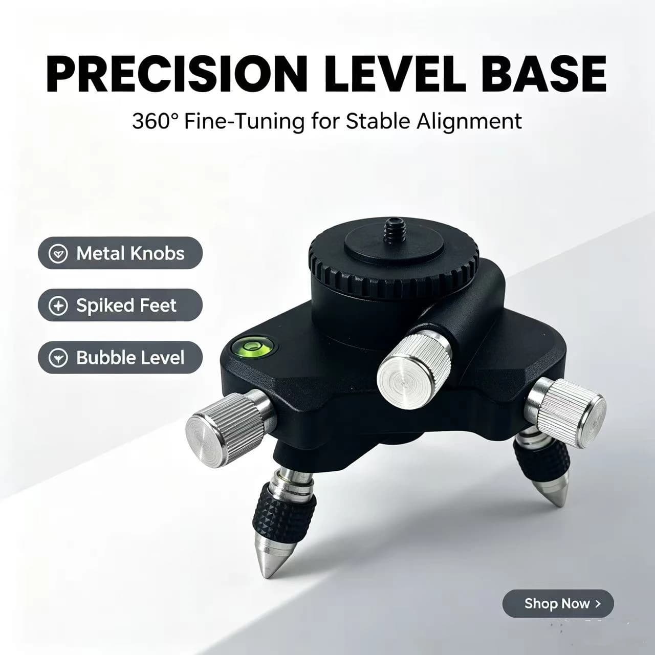 PT3 Aluminum Alloy 360° Fine Tuning Holder Pivoting Base Tripod Adapter Bracket Stand for 1/4 inch Threaded Levels