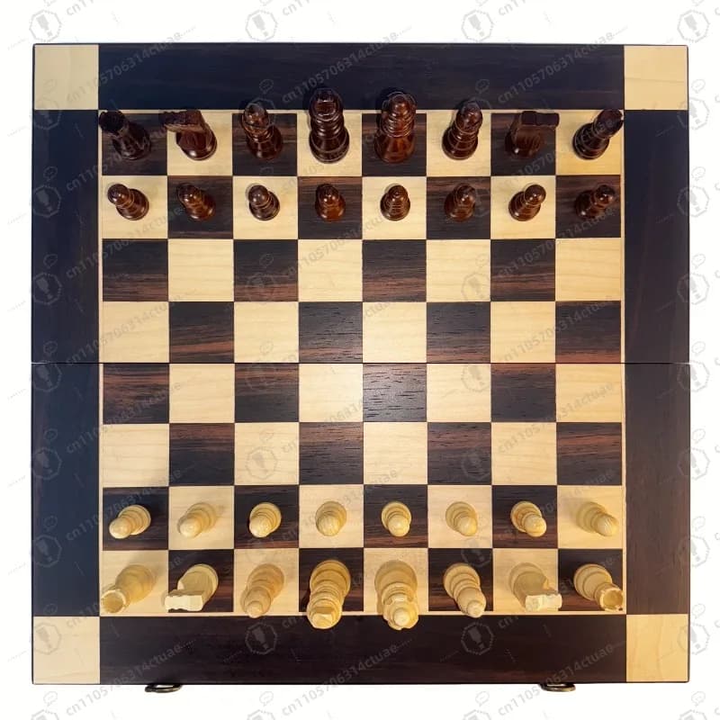 Set di Scacchi Magnetico in Legno Premium da 15 Pollici, Pieghevole e Portatile per Casa, Viaggi e Giochi all'Aperto
