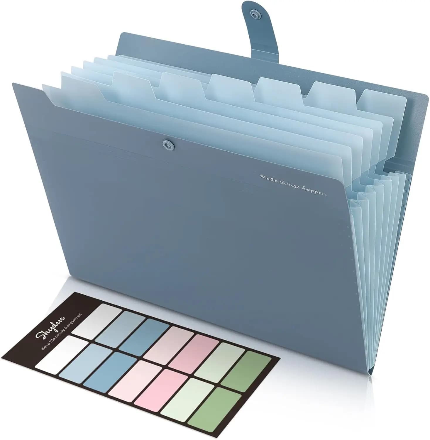 Organizzatore di documenti espandibile con 8 tasche, cartella a fisarmonica per casa, scuola, ufficio, formato lettera portatile, blu