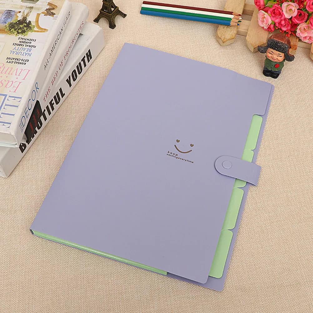 Cartella Portadocumenti in Plastica A4 con 5 Tasche, Chiusura a Scatto, Organizzatore Espandibile a Fisarmonica per Ufficio, Scuola e Casa