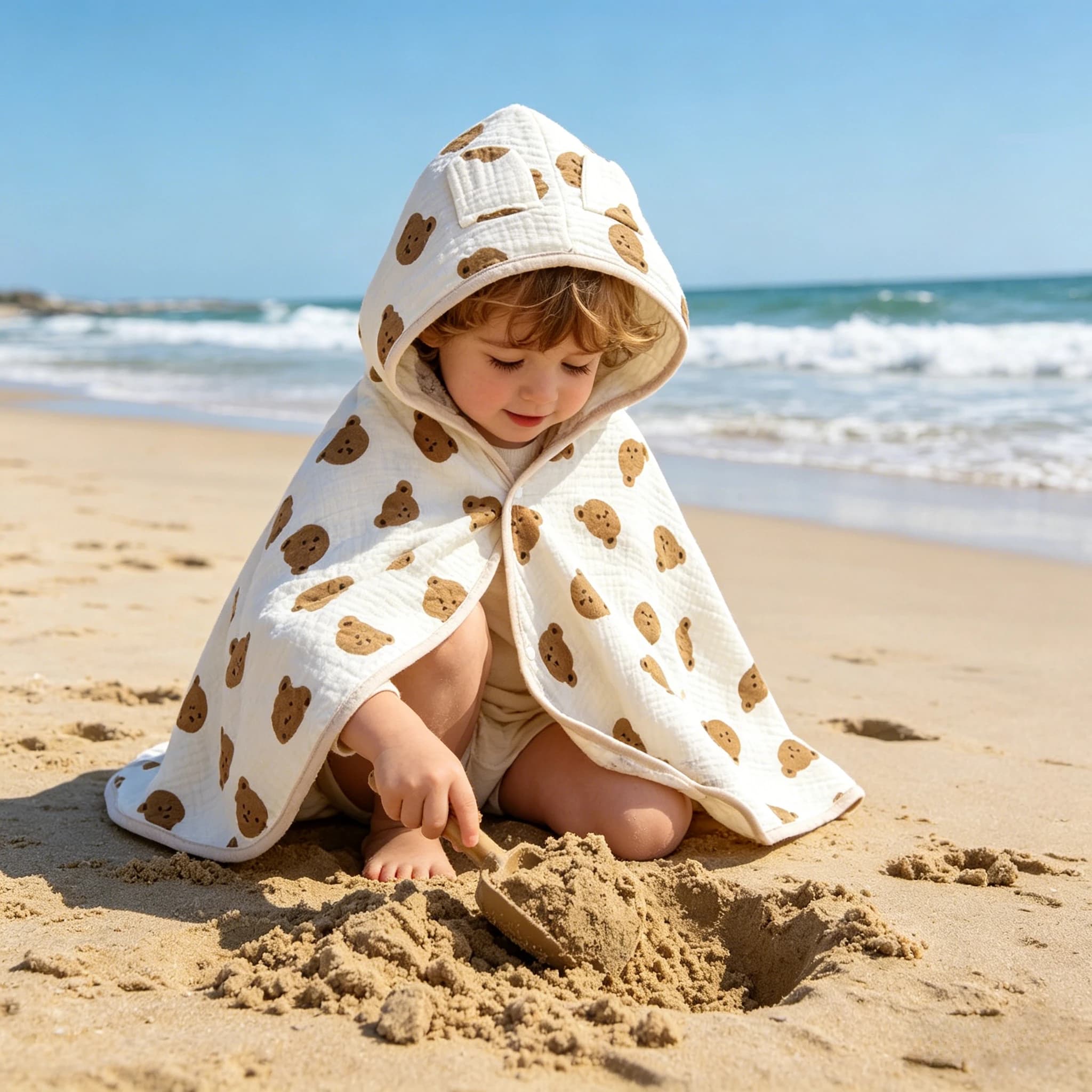 Cotton Baby Cape Bath Towel Soft Gauze Summer Sunscreen Beach Towel Absorbent Hooded Cartoon Bathrobe Yarn Children's Bath Towel