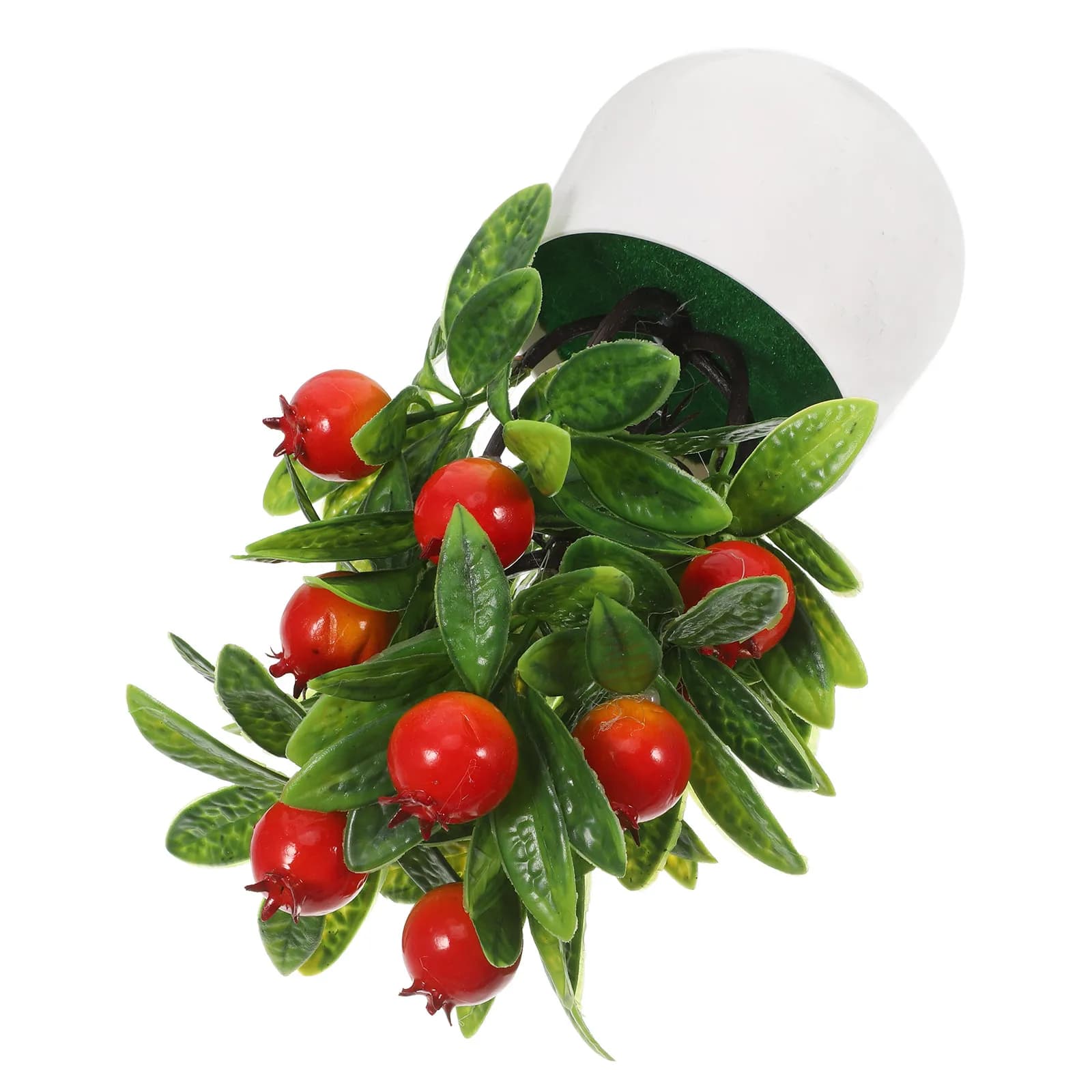 Piccolo Albero di Melograno Artificiale, Bonsai Finto in Vaso, Decorazione con Frutta Finta, Mini Pianta Artificiale in Vaso, Ornamento da Scrivania
