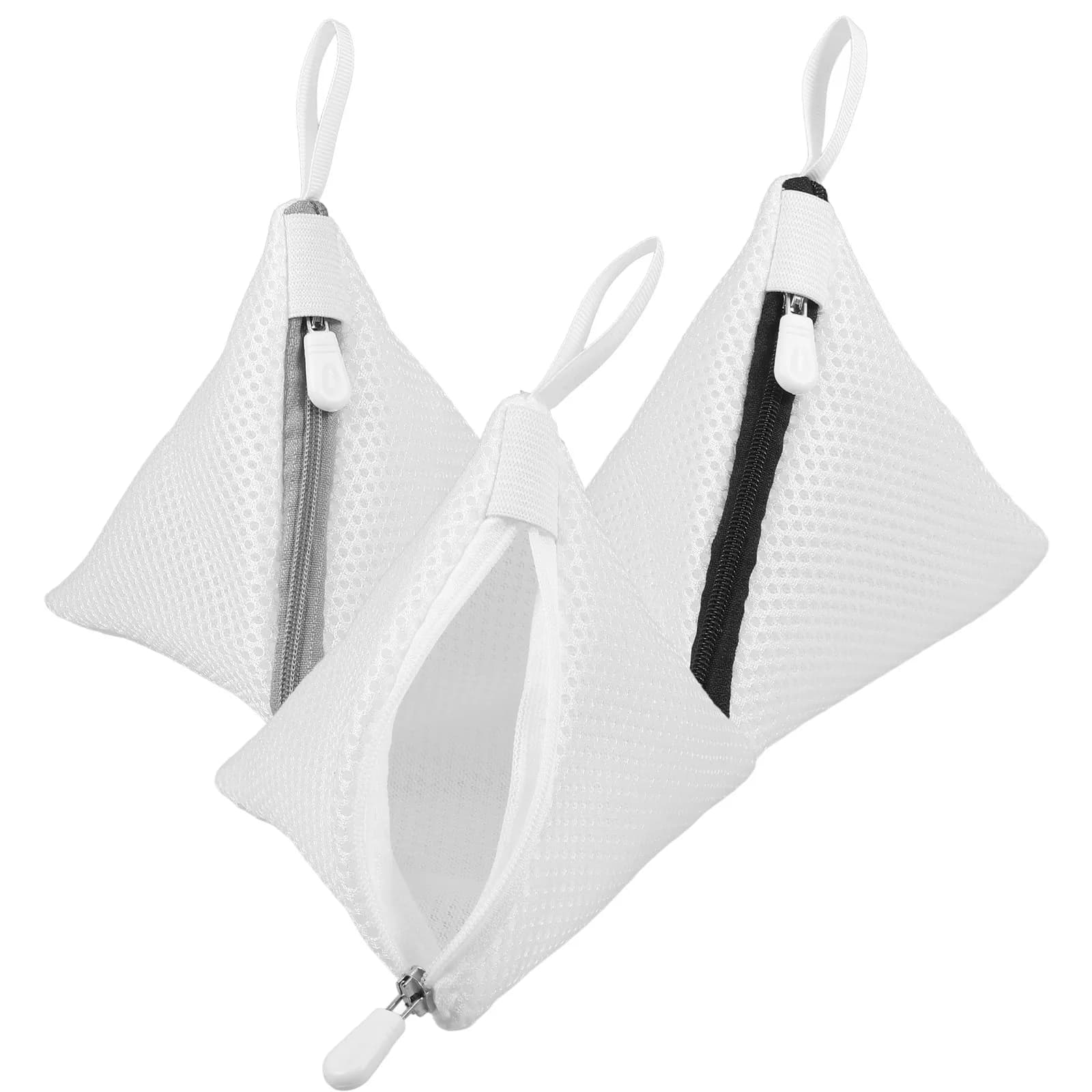 3Pcs Laundry Bags Mini Polyester Mesh Washing Bags Zipper Closure for Delicate Small Laundry Items Mini Triangle Wash Bag