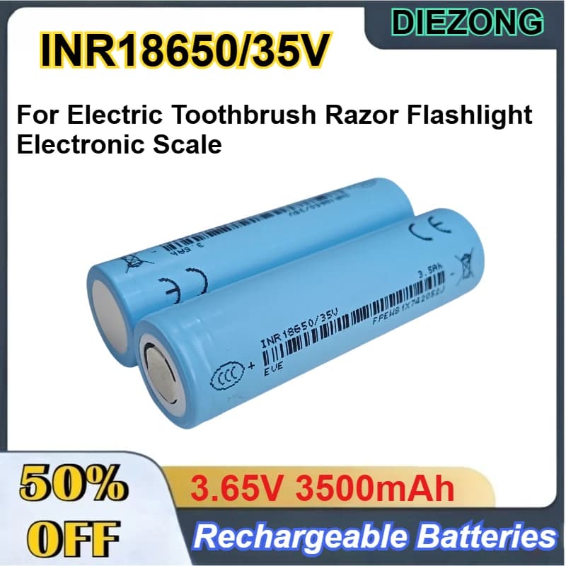 Lithium Ion Rechargeable Batteries INR18650/35V 3500mAh 3.65V for Electric Brushes, Rasoi, Torce, Electronic Bilance