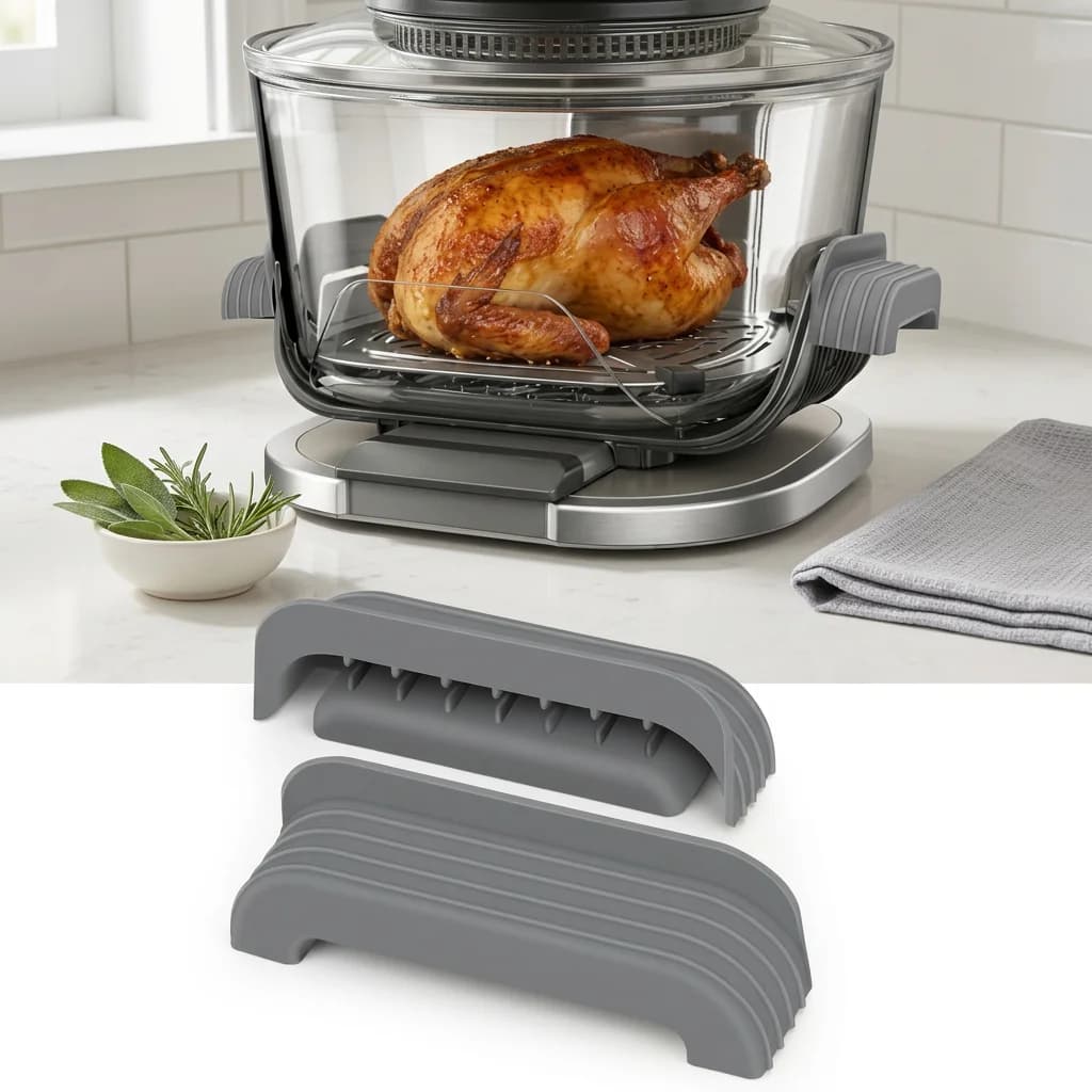 Silicone Handle Covers Food Grade Heat Resistant Grip for Ninja Crispi Air Fryer Glass Container Anti Scald Dishwasher Safe