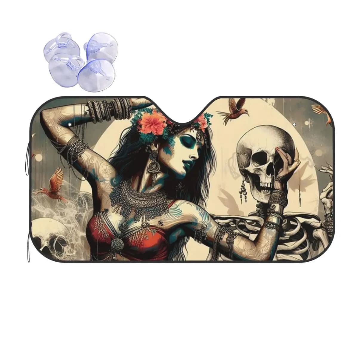 Alexander Gothic Las Elegantes Girls Day Of Dead Skull Parasole Parabrezza Parabrezza anteriore per auto Finestra Copri visiera parasole