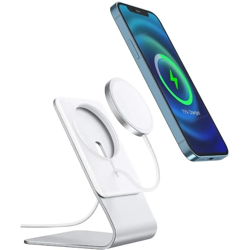 Supporto da tavolo per telefono cellulare Supporto da scrivania in alluminio Dock per caricabatterie Magsafe per iPhone 16/15/14/13/12 Pro Max (caricatore non incluso)