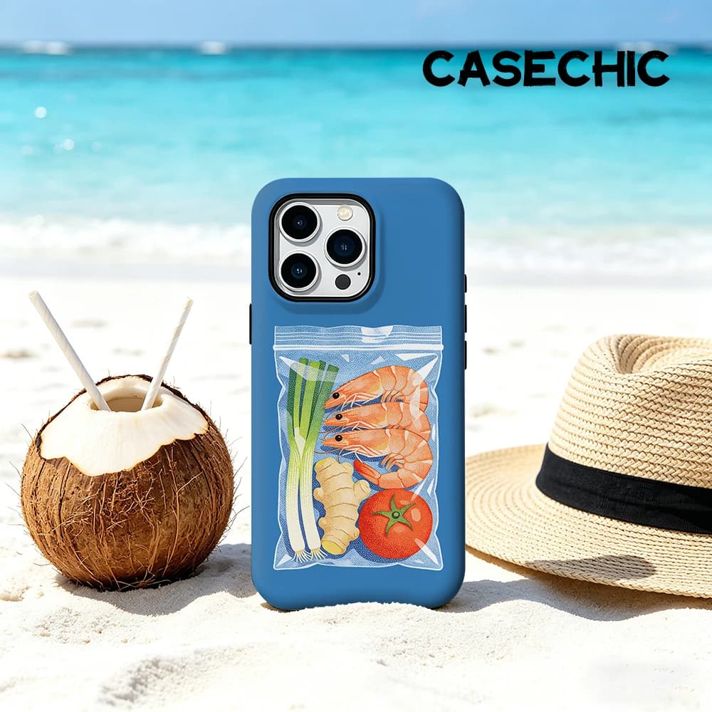 Custodia CaseChic opaca antiurto per MagSafe per iPhone 17 16 15 14 Plus Pro Max, in PC rigido, con design a sacchetto ziplock per gamberetti e verdure
