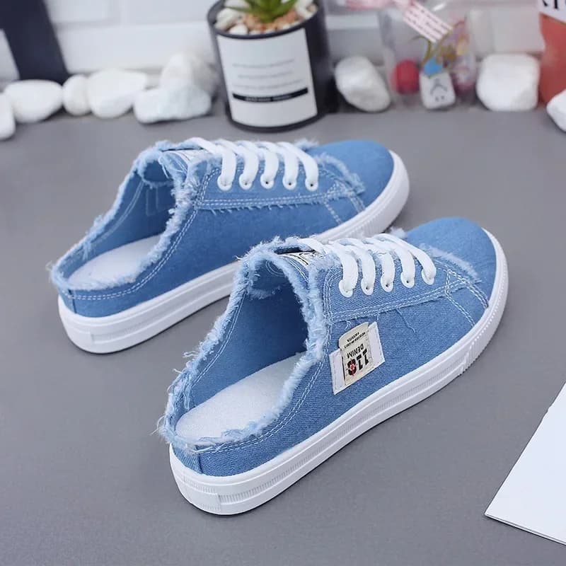 2024 Spring Summer Women's Canvas Sneaker Low Top Denim Sneakers Woman Lace-Up Flat Canvas Table Shoes Woman sapatos femininos