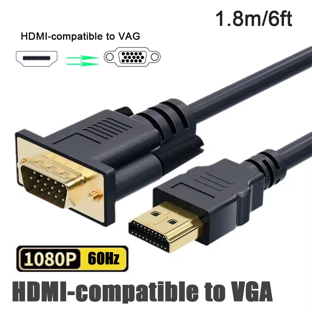 For HDMI to VGA Support Computer Monitor Projector Audio Data Cable Video HD Video 1080P HDTV Video Cable for Xbox Laptop PC