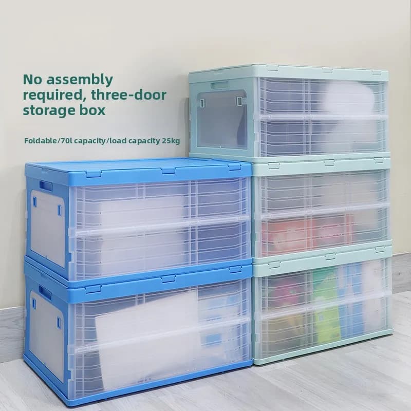Baoyu Exterior Foldable Container for Camping, Car Bag Holder Box with Wood Cover, Also usable as Seat