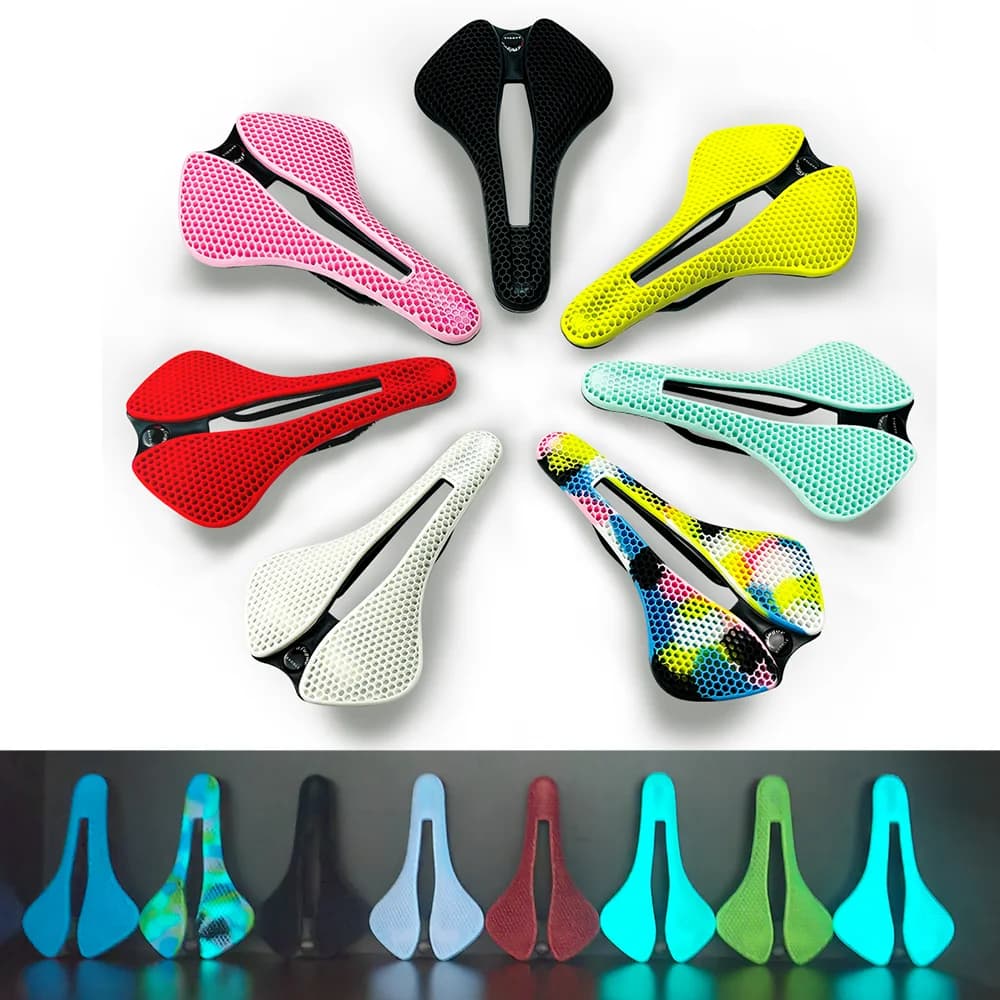 BALUGOE Simulation-3D Hollow breathable bicycle seat, comfortable cushion, road bike saddle, new, night light