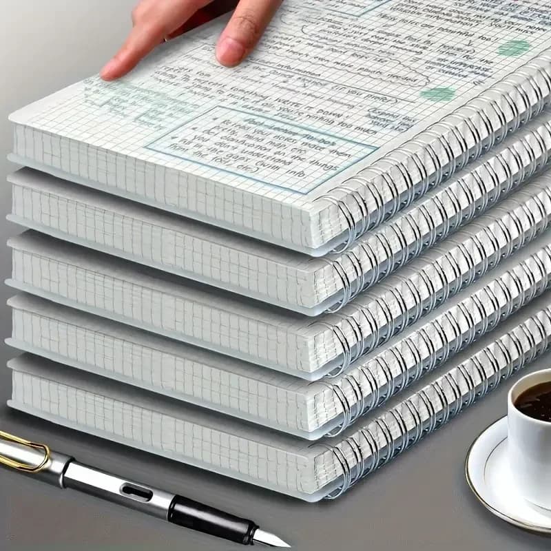 A5 Grid Spiral Notebook 160 Pages 80 Sheets Square Ruled Sketchbook Elastic Band Journal Office School Stationery