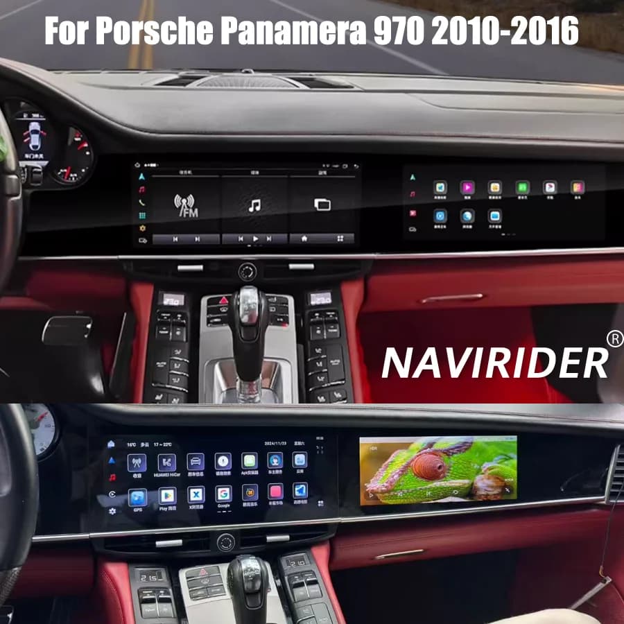 Navigazione GPS automatica a doppio schermo da 12,3 pollici per Porsche Panamera 970 2010-2016 Qualcomm Lettore video multimediale Android Carplay