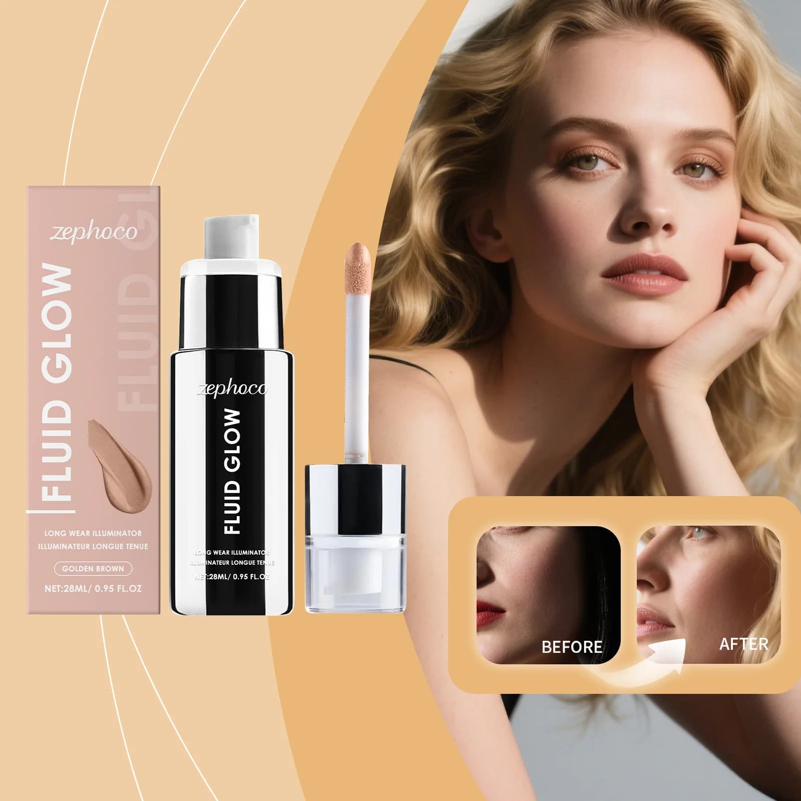 Illuminante Liquido Glow Drops Idratante Viso e Corpo, Trucco Scintillante, Crema Abbronzante Illuminante per Tutti i Tipi di Pelle 30ml