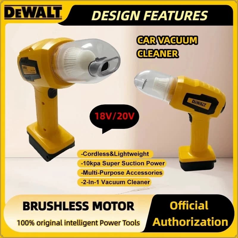 DEWALT Mini Aspirapolvere Portatile 2-in-1 per Auto con Forte Aspirazione 10kPa, Senza Fili, Macchina per Raccolta Polvere e Soffiatore d'Aria per Batteria DEWALT