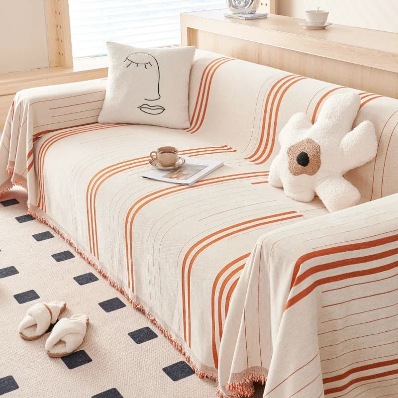 Copridivano in ciniglia Nordic Line antiscivolo, resistente ai graffi dei gatti, universale, coperta per divano in un unico pezzo, tessuto per arredamento casa.