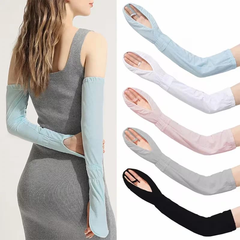 Outdoor Sun Protection Gloves Women Anti UV Breathable Cycling Running Sleeves Summer Lightweight Adjustable Camping Sleeves