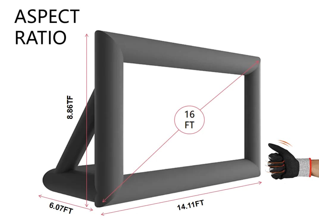 Schermo Gonfiabile Portatile per Proiezioni Cinematografiche da 16 Piedi, Enorme Schermo di Proiezione ad Aria Compressa con Corda, Soffiatore e Picchetti per Tenda