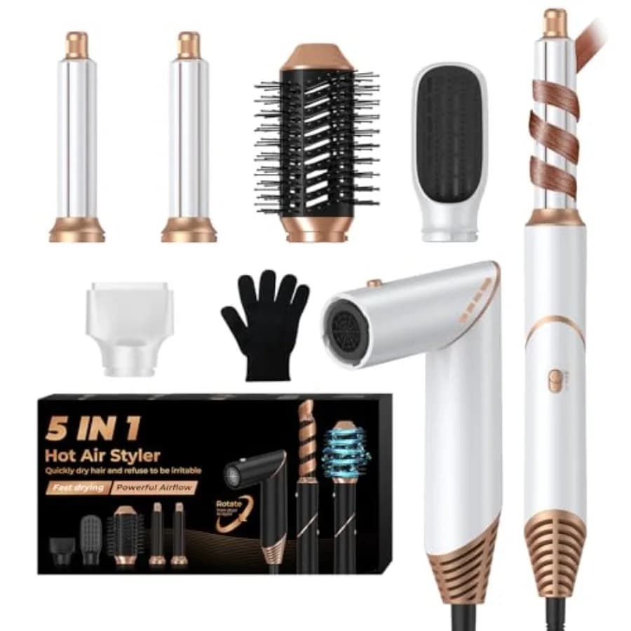 5 in 1 Blow Dryer Brush, Hair Dryer Brush with Detachable Air Styler, Negative Ionic Magic Hair Styler, Hot Air Brush for Women