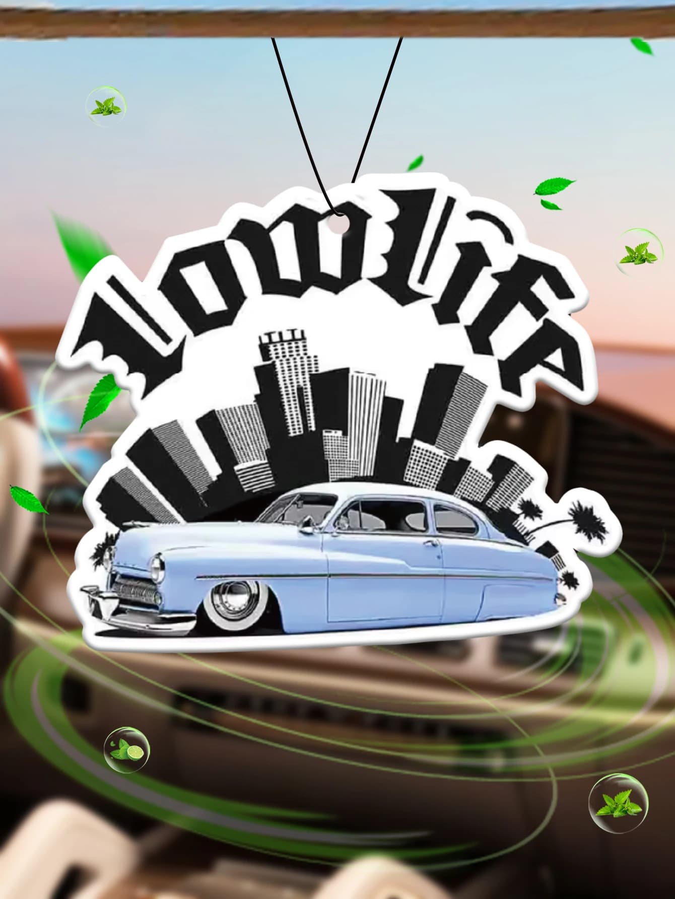 Car perfumer Low City Life Bue Eight Lowrider Cute Intercontinental Hotel (hotel smoke) | Support for Mirror Retrovisor and Clip for Double-Use Air Bushing | Tablets for Aromatherapy in Natural Material | Long-Term Fragrance for 90 Days | No alcohol | Do not fear direct exposure to sun | Designed specifically for odours removal in cars. | Grafica Animata per Cartoni Animati | Unisex