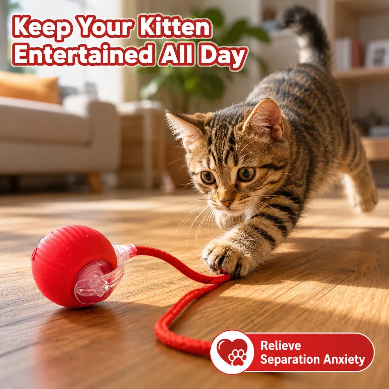 USB Rechargeable Smart Cat Toy Ball Automatic Rolling Interactive Silicone Ball With Chew Rope For Kitten Small Pet