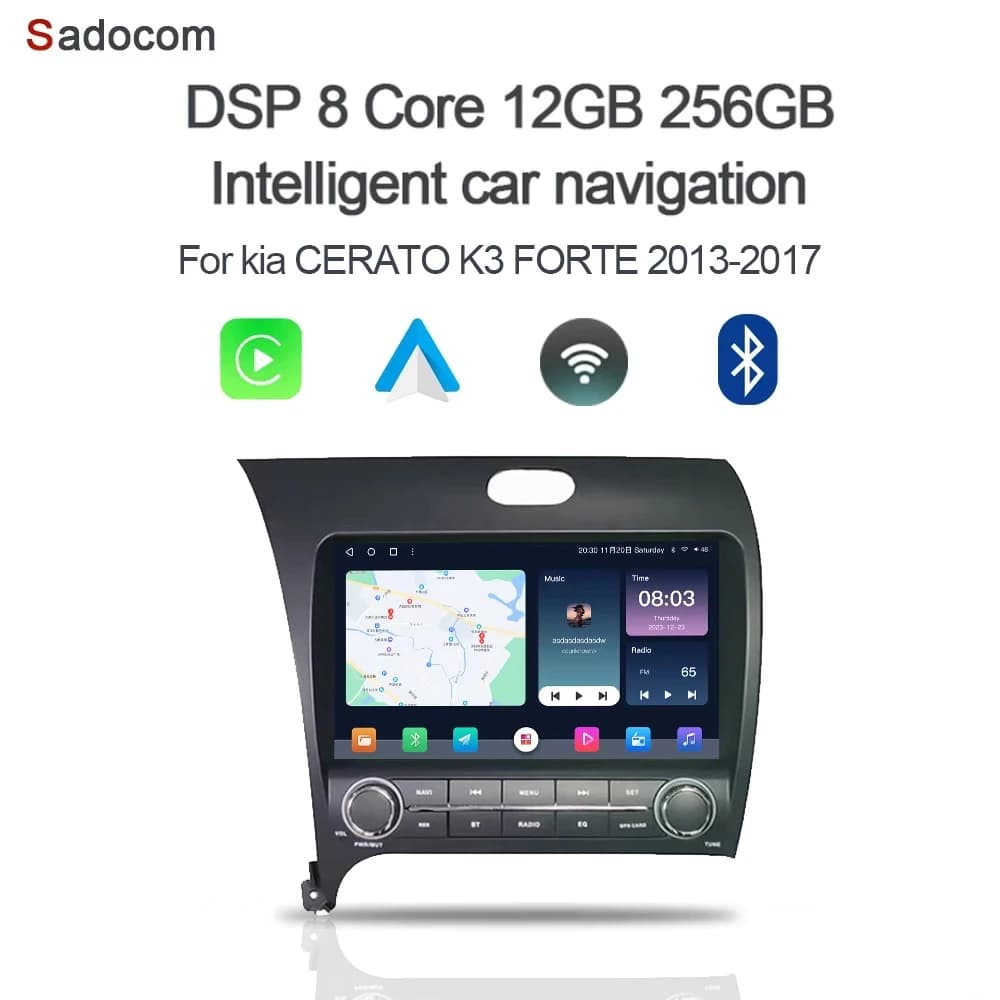 Android auto 8GB + 256GB Carplay 8 "2 din Android 14.0 Auto lettore Android navigazione autoradio per kia FORTE CERATO K3 2013-2017
