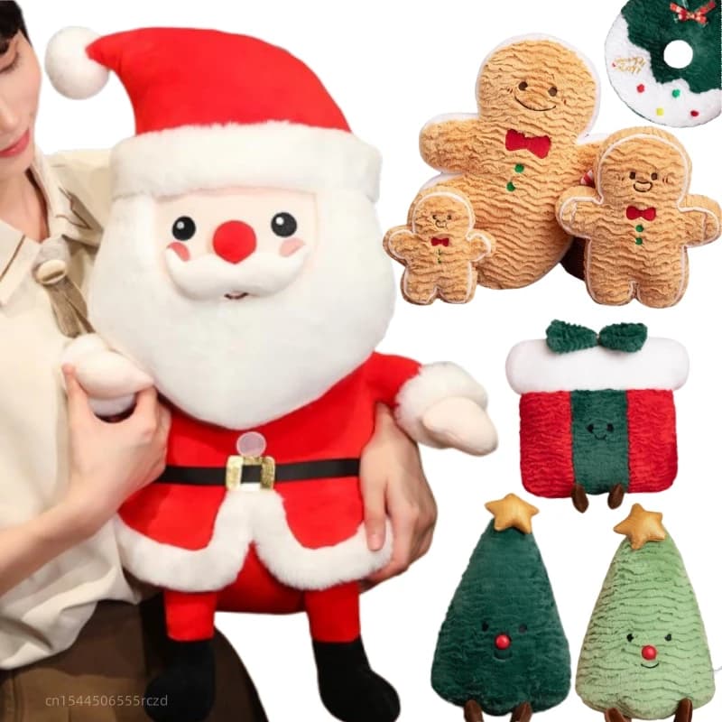 Kawaii caldo di alta qualità bambole di peluche di Natale cuscino albero di Natale omino di pan di zenzero ghirlanda di Babbo Natale giocattoli di peluche per ragazze regalo