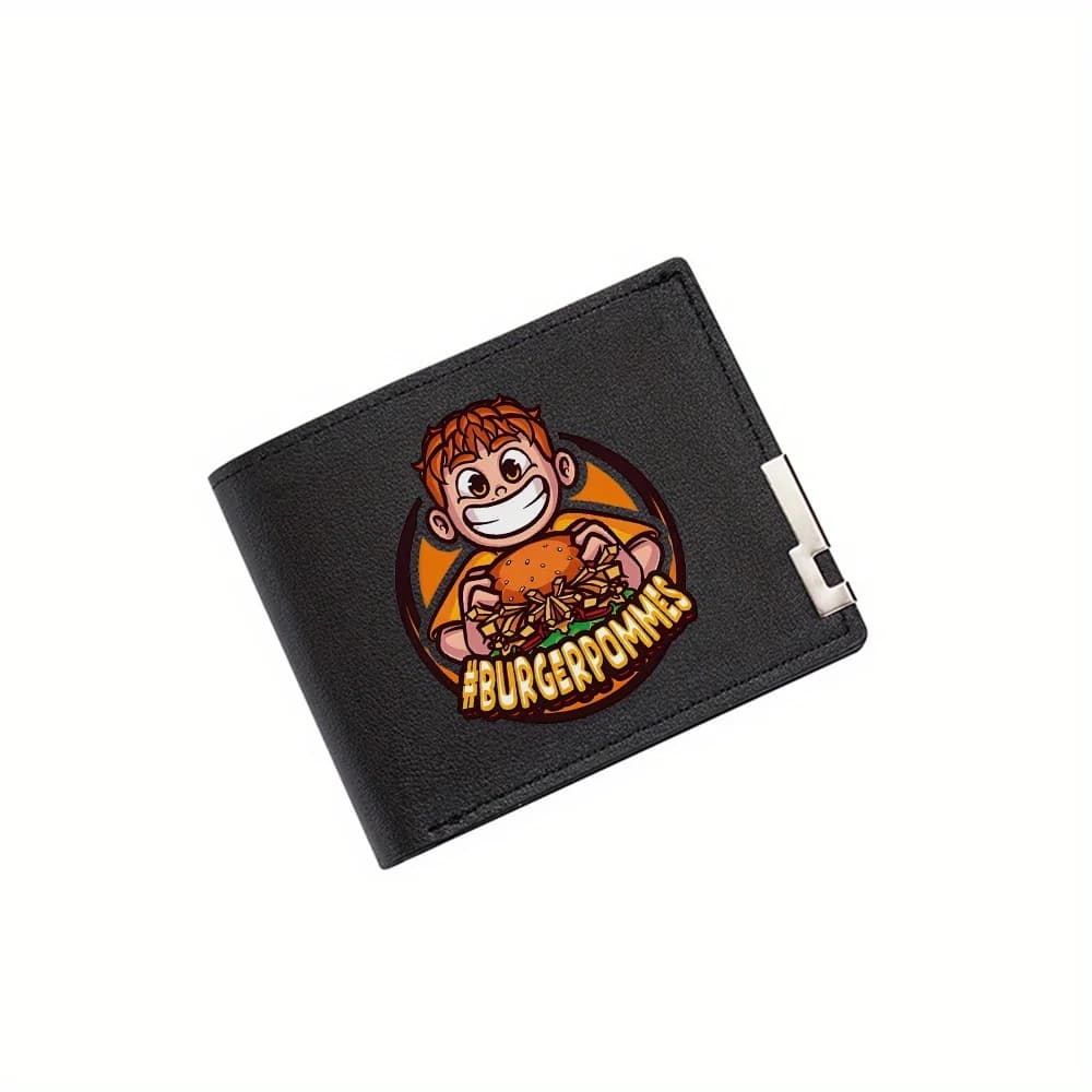 Ragazzo hamburger che tiene patatine fritte faccia felice Portafoglio da uomo Stampa Design Semplice Moderno Elegante Affari Padre Fidanzato Natale L