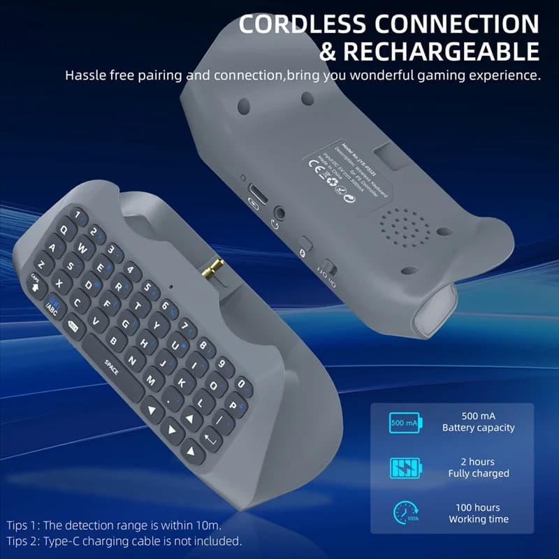 FORW-Tastiera wireless per console di gioco PS5 Tastiera esterna Bluetooth per gamepad PS5 Chatpad Altoparlante incorporato