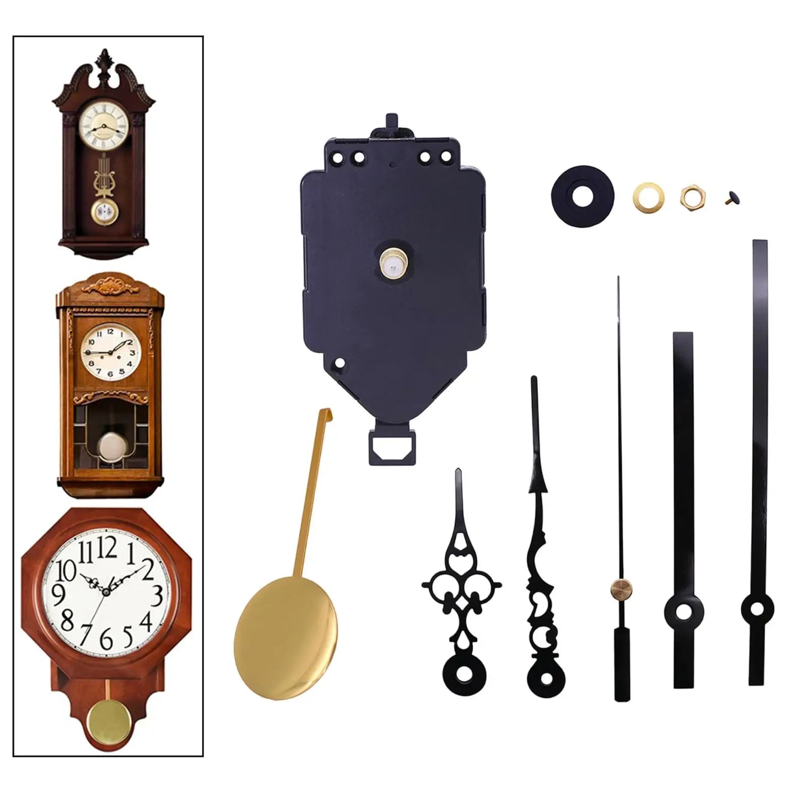 Kit di Ricambio per Meccanismo Orologio a Pendolo, Facile da Installare, Parti di Ricambio, Lunghezza Asse 20mm, Accessorio per Meccanismo Orologio da Parete a Pendolo